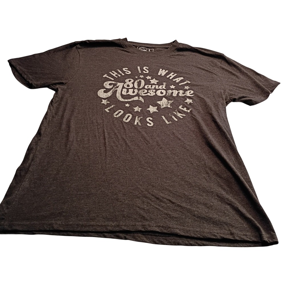 Crazy Dog T-Shirts Men's L 80 and Awesome Birthday Graphic Tee Heather Charcoal